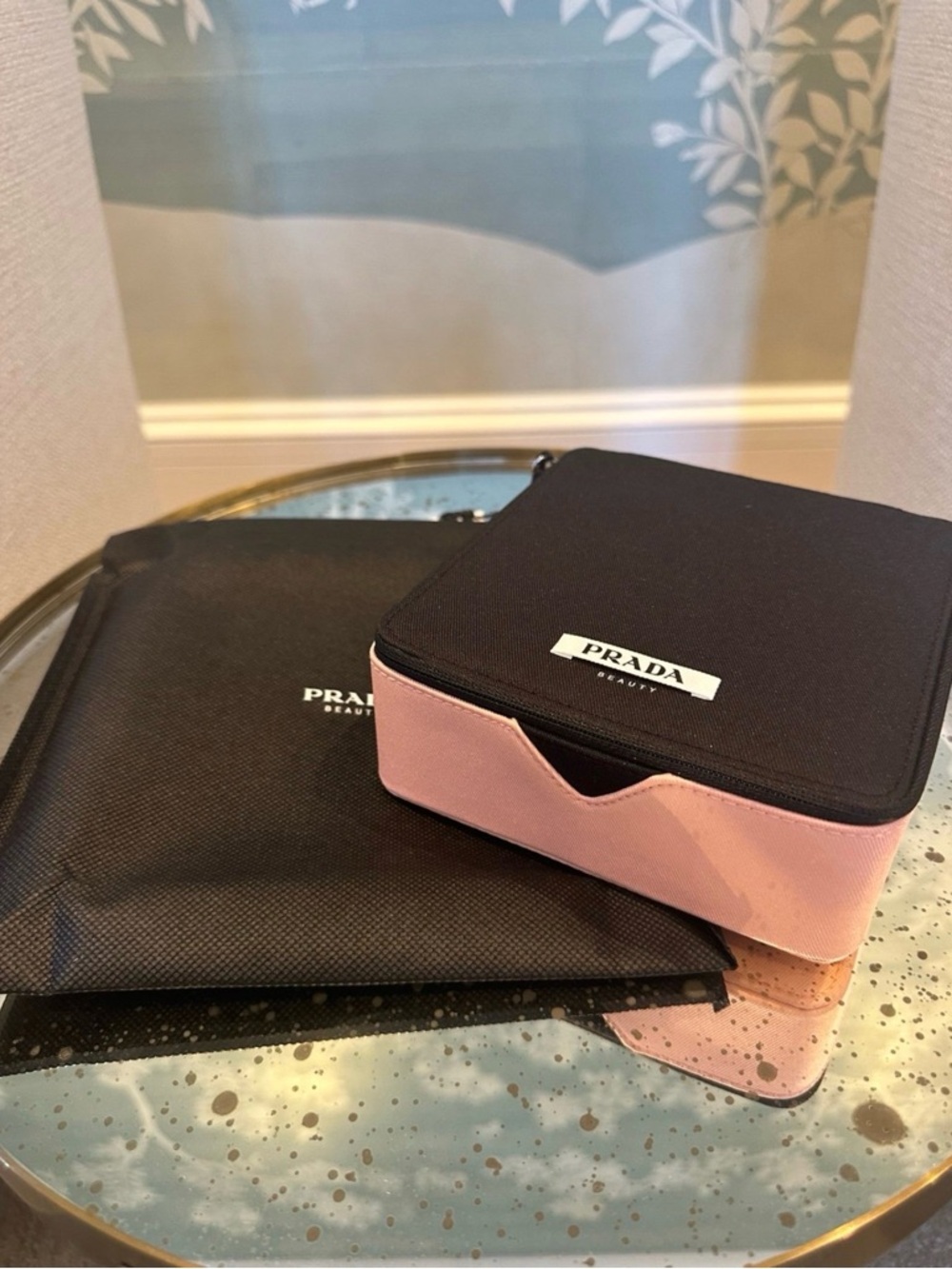 Prada Black and Light Pink Cosmetic Travel Case